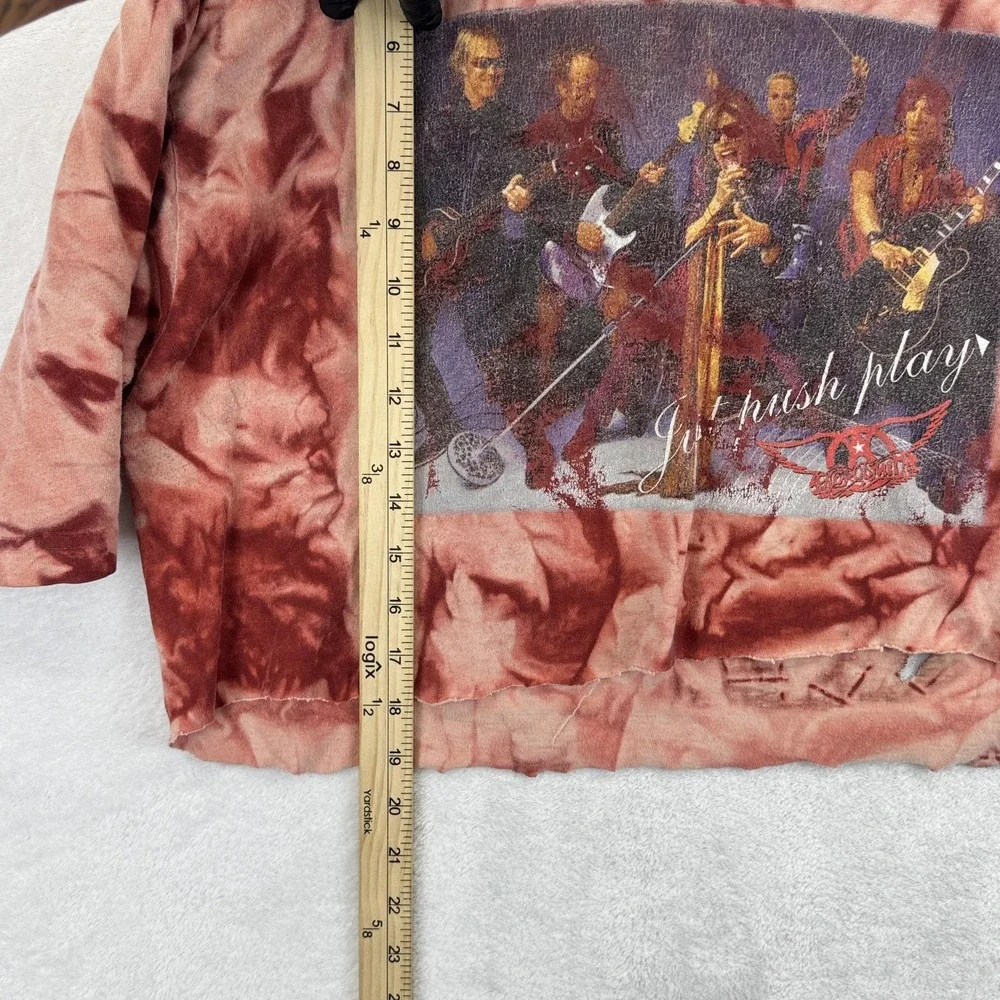 Vintage Aerosmith Shirt Mens Large Tie Dye Cropped Just Push Play‎ USA Tour 00s - Picture 9 of 9